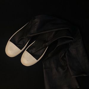 RICK OWENS Leather Sock High Sneaker Boots (38)